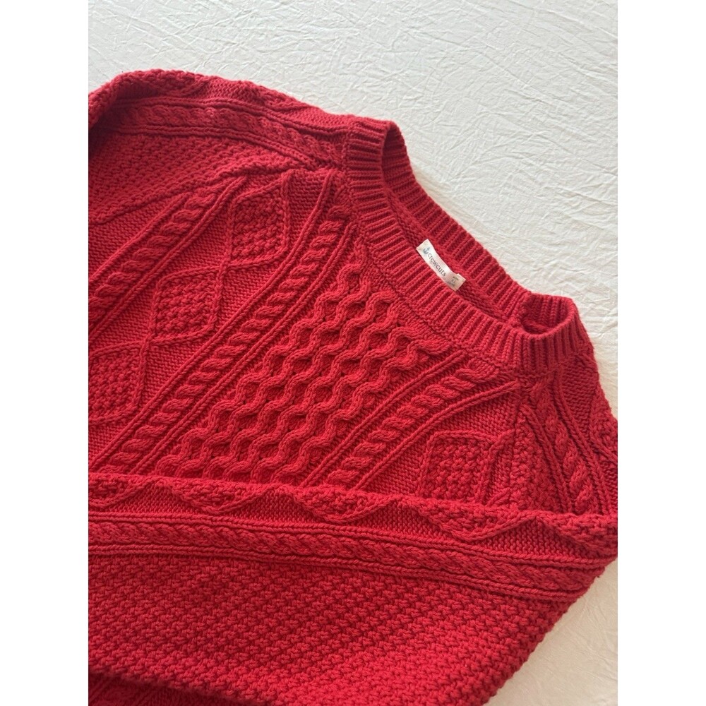 J Crew Crewcuts Kids XL 12-14 Red Cable Knit Sweater Crewneck Pullover Preppy me